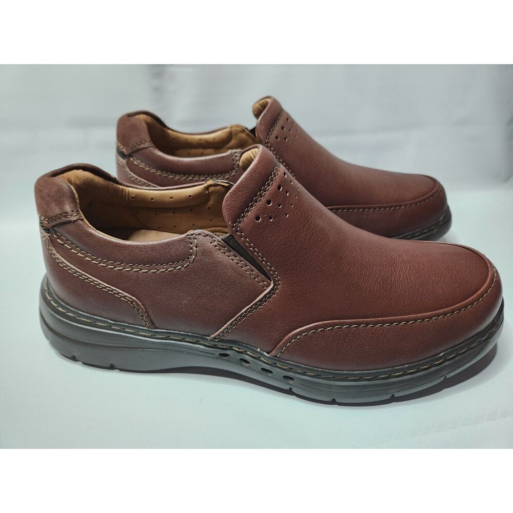 Clarks Un Brawley Step Men’s Leather Slip‑On Shoes 11.5W Mahogany